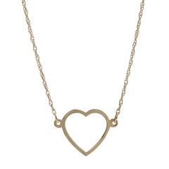 Yellow Gold Heart Outline Pendant Necklace 16" - 14k Love