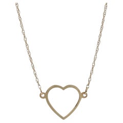 Yellow Gold Heart Outline Pendant Necklace 16" - 14k Love