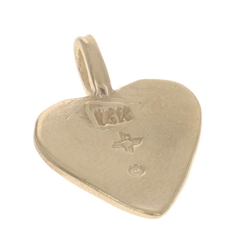 Yellow Gold Heart Pendant - 14k Love Gift Matte For Sale 1