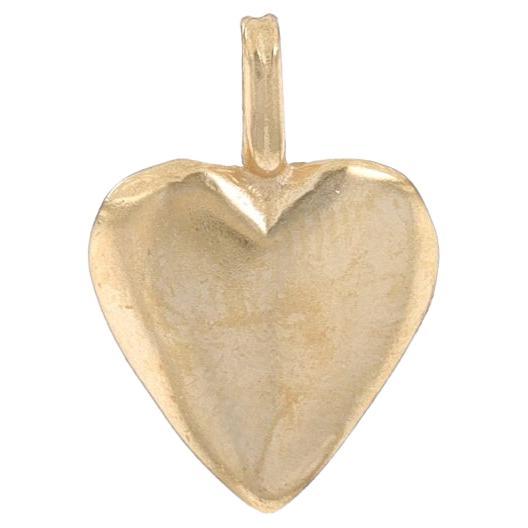 Yellow Gold Heart Pendant - 14k Love Gift Matte