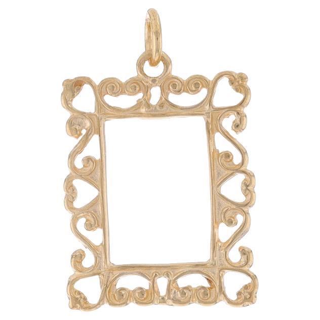 Yellow Gold Heart Scrollwork Picture Frame Pendant 14k Artist/Photographer Charm For Sale