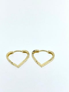 Yellow Gold Heart Shaped Hoop Earrings
