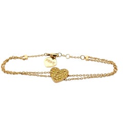 Pulsera de oro amarillo con forma de corazón de citrino natural redondo brillante