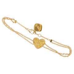 Yellow Gold Heart Shaped Natural Round Brilliant Citrine Bracelet