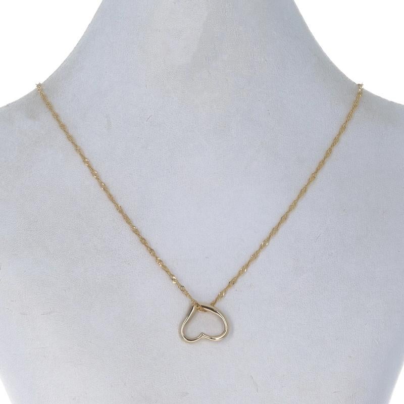 Yellow Gold Heart Silhouette Pendant Necklace 17 3/4