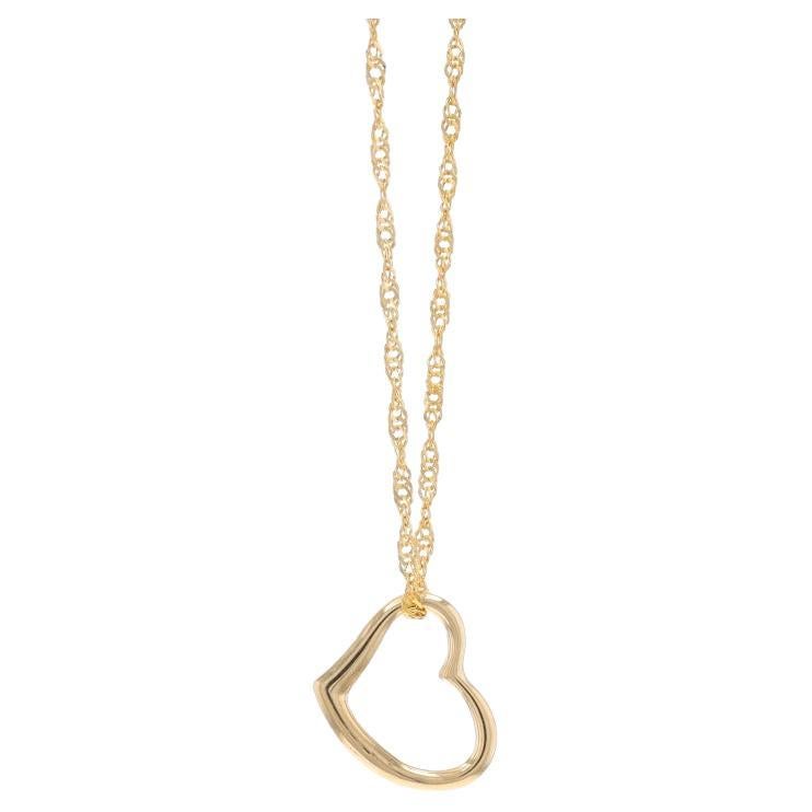 Yellow Gold Heart Silhouette Pendant Necklace 17 3/4" - 14k Love For Sale