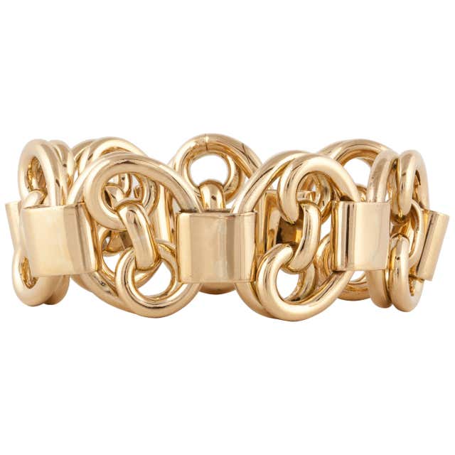 Wide Heavy French Gold Bracelet at 1stDibs | heavy gold bracelets for ...