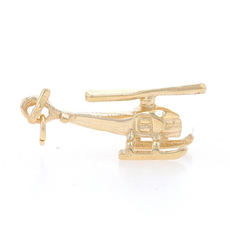 Yellow Gold Helicopter Charm - 14k Aerial Transportation In Excellent Condition For Sale In Greensboro, NC