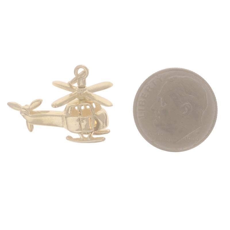  Yellow Gold Helicopter Charm 14k Aerial Transportation Moves Unisexe 