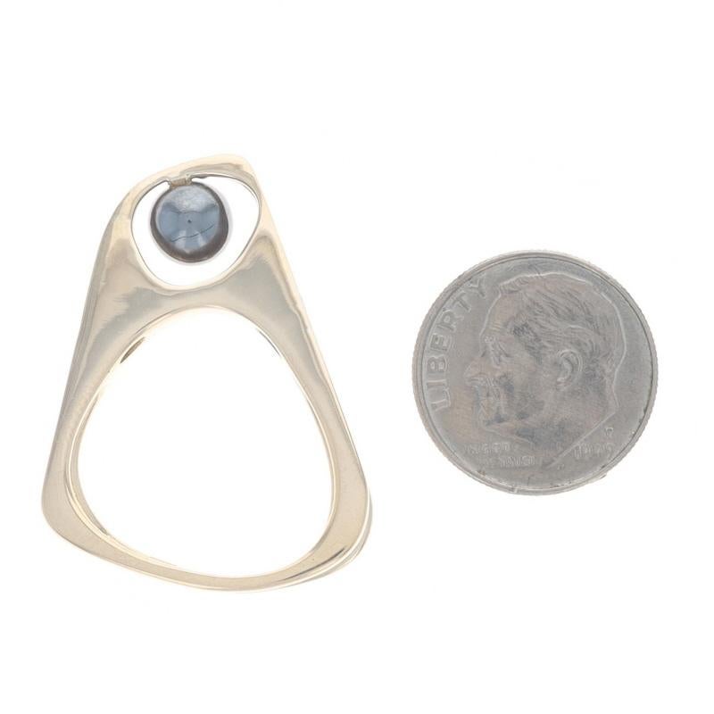 Yellow Gold Hematite Solitaire Ring - 14k Abstract Euro Shank For Sale 1