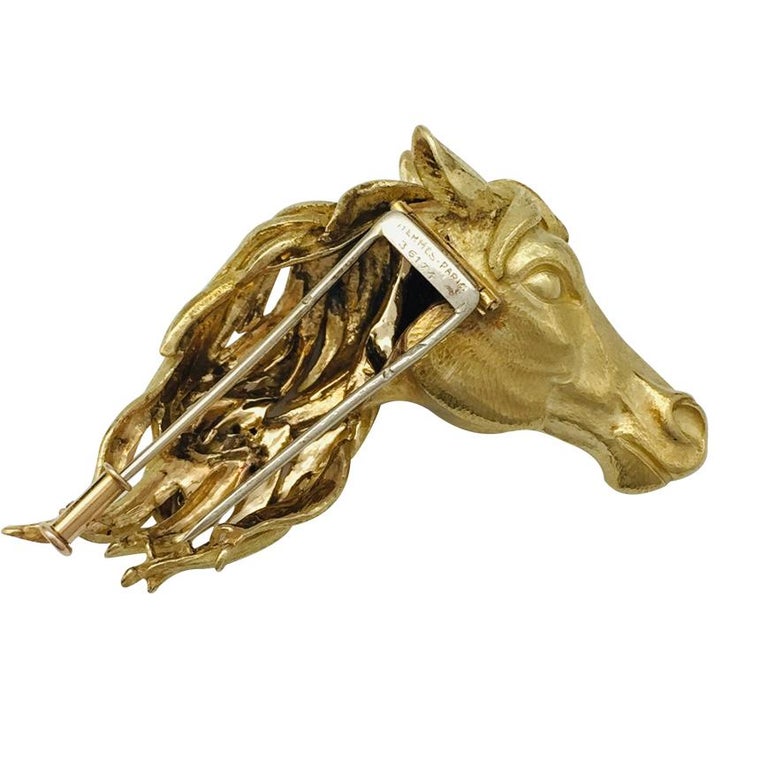 Hermès Paris Yellow Gold "Horse" Brooch at 1stDibs