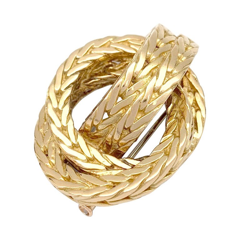 Yellow Gold Hermès "Knot" Brooch For Sale at 1stdibs
