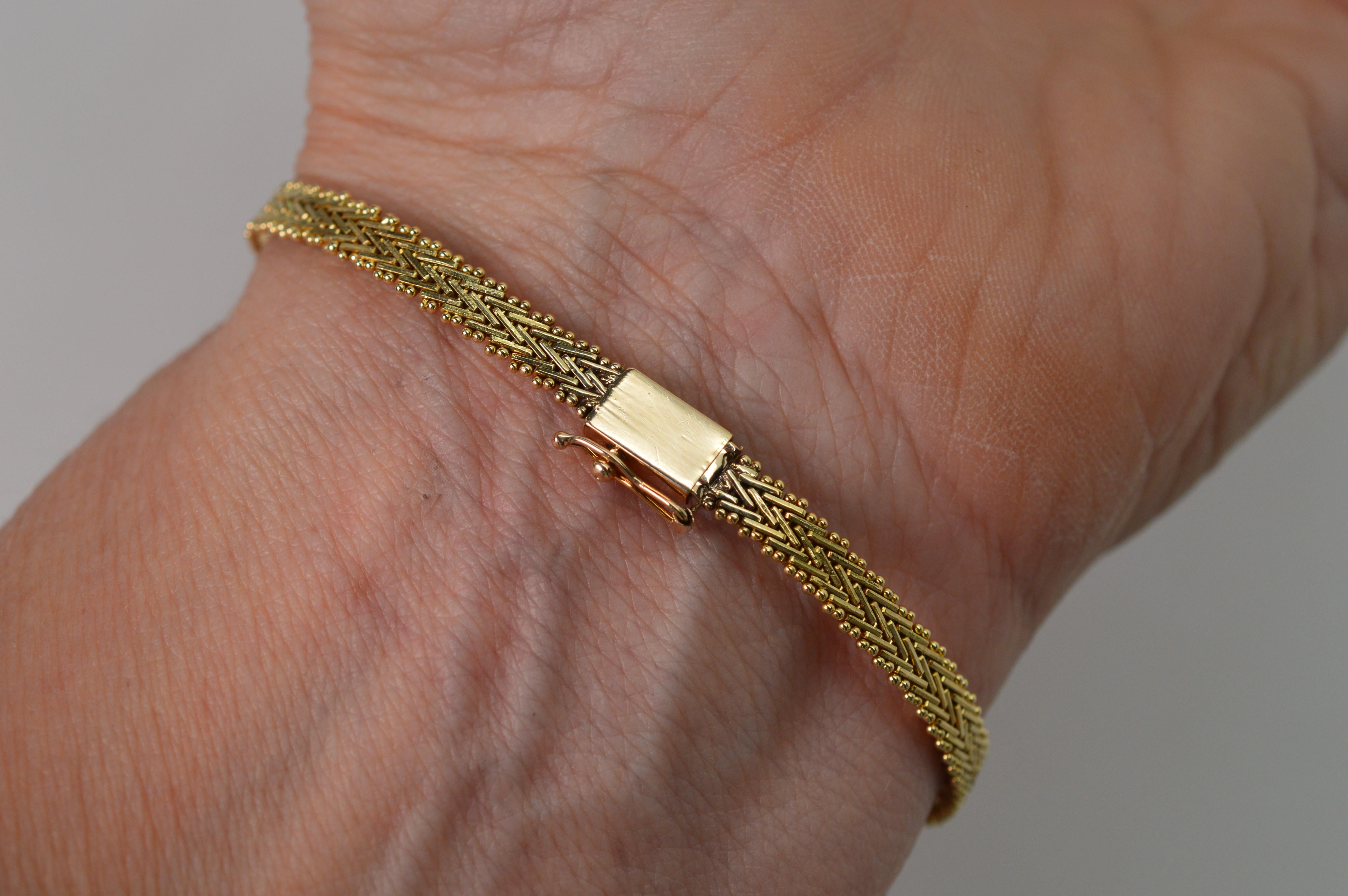 14k yellow gold herringbone bracelet