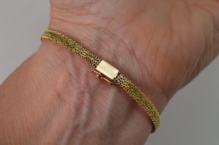 Yellow Gold Herringbone Bracelet For Sale at 1stDibs herringbone gold