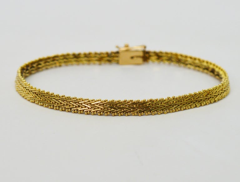 Yellow Gold Herringbone Bracelet For Sale at 1stDibs herringbone gold