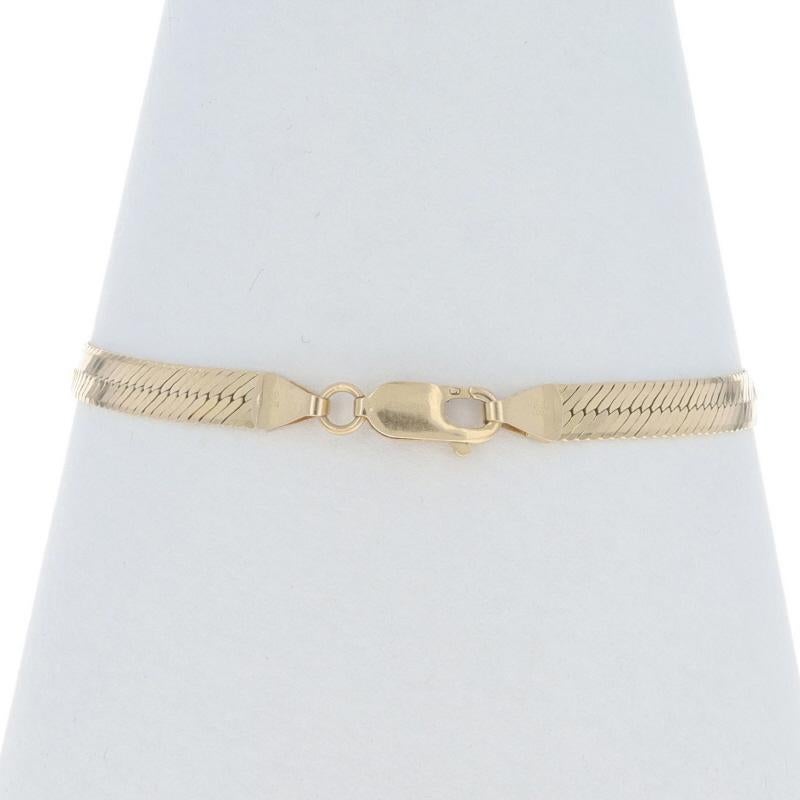 Yellow Gold Herringbone Chain Bracelet 8 1/4