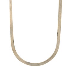 Yellow Gold Herringbone Chain Necklace 16" - 14k