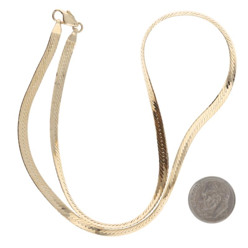 Yellow Gold Herringbone Chain Necklace 16