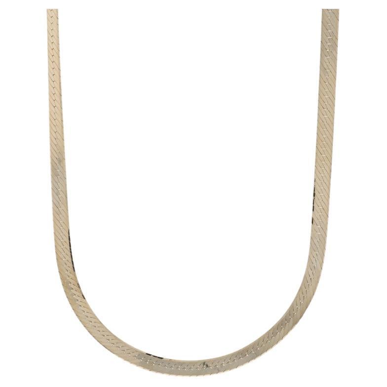 Yellow Gold Herringbone Chain Necklace 16" - 14k