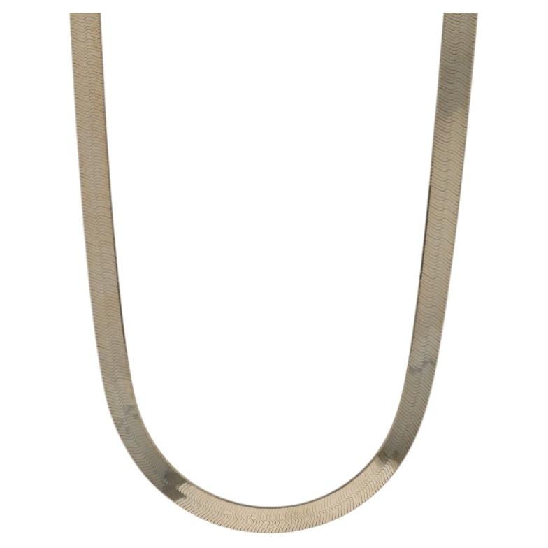 Yellow Gold Herringbone Chain Necklace 16" - 14k