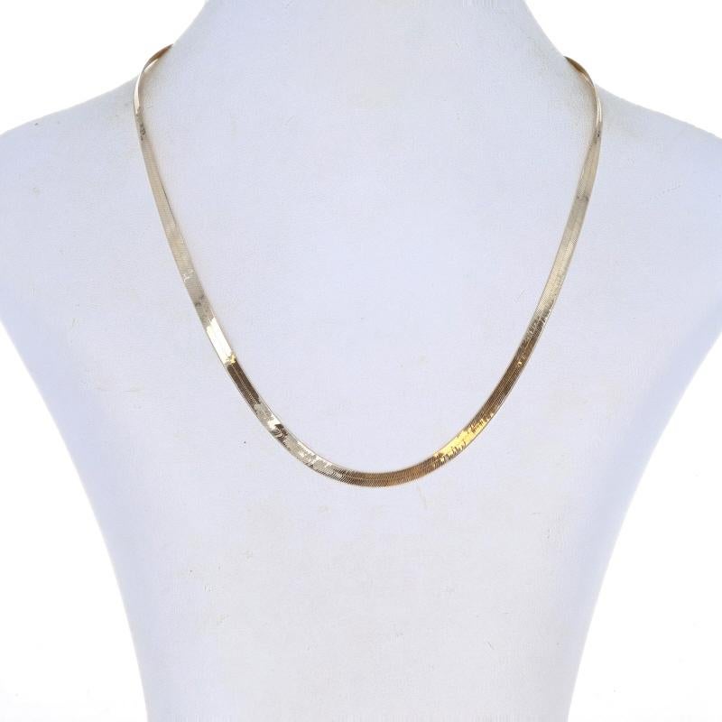 Yellow Gold Herringbone Chain Necklace 16