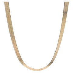 Yellow Gold Herringbone Chain Necklace 16" - 14k Italy