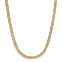 Yellow Gold Herringbone Chain Necklace 17 3/4" - 14k