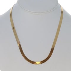 Yellow Gold Herringbone Chain Necklace 18" - 10k