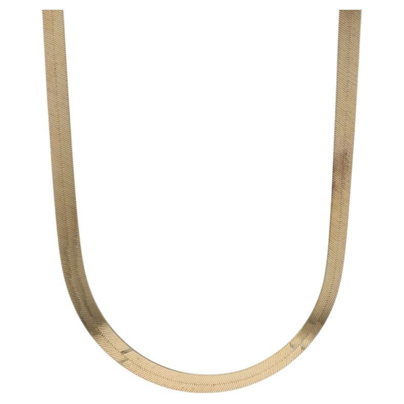 Yellow Gold Herringbone Chain Necklace 18" - 10k