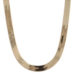 Yellow Gold Herringbone Chain Necklace, 10k, Italy