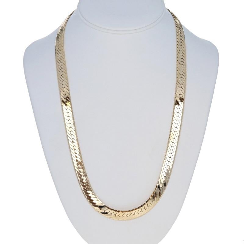 Women's Yellow Gold Herringbone Chain Necklace 23 3/4