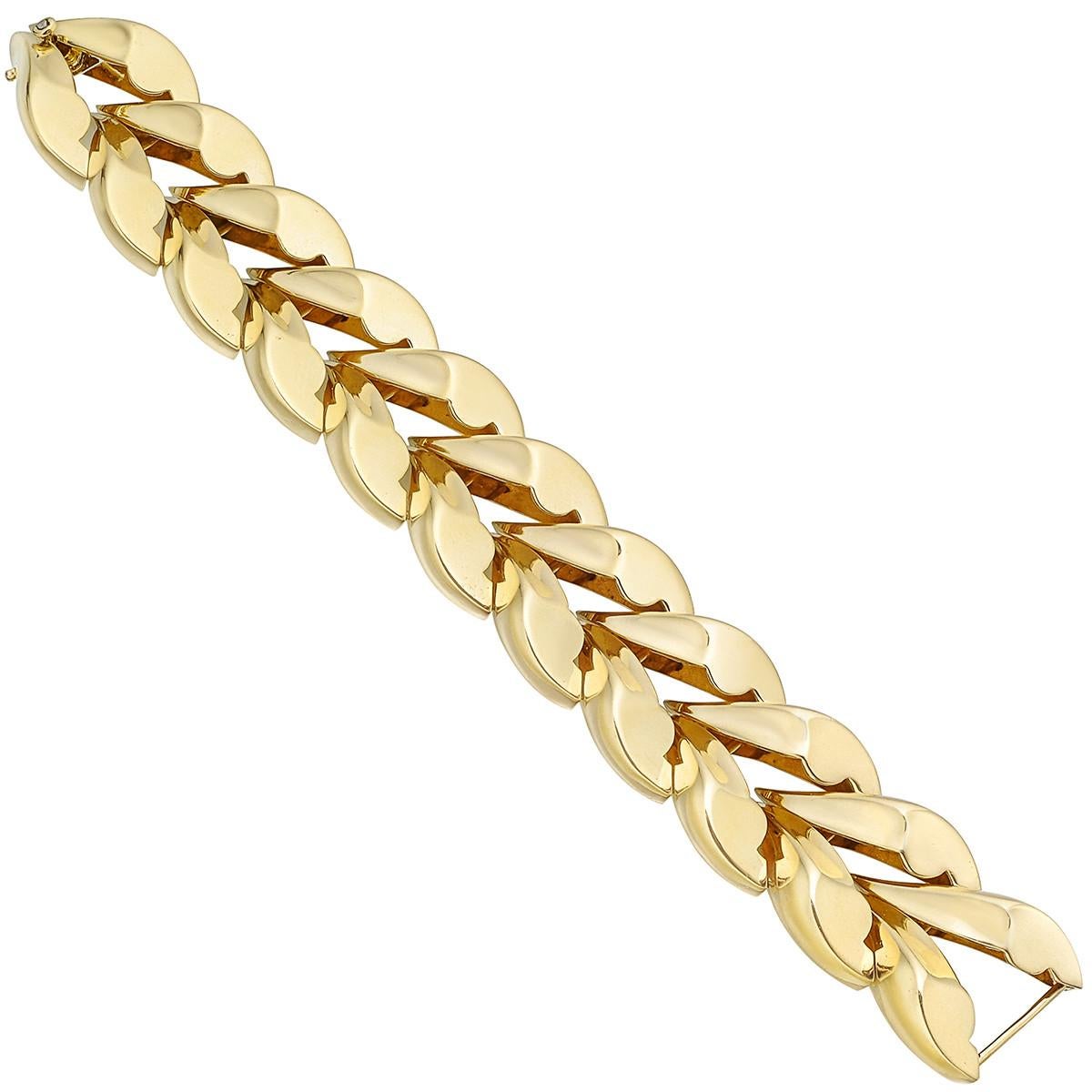 Yellow Gold Herringbone Link Bracelet at 1stDibs white gold