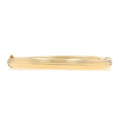 Yellow Gold Hinged Bangle Bracelet 8" 14k Ribbed