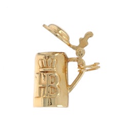 Gelbgold Hofbräuhaus Bier Stein Charm - 14k Deutsch Bier Deckel öffnet sich