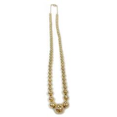 Yellow Gold Hollow Beaded Necklace