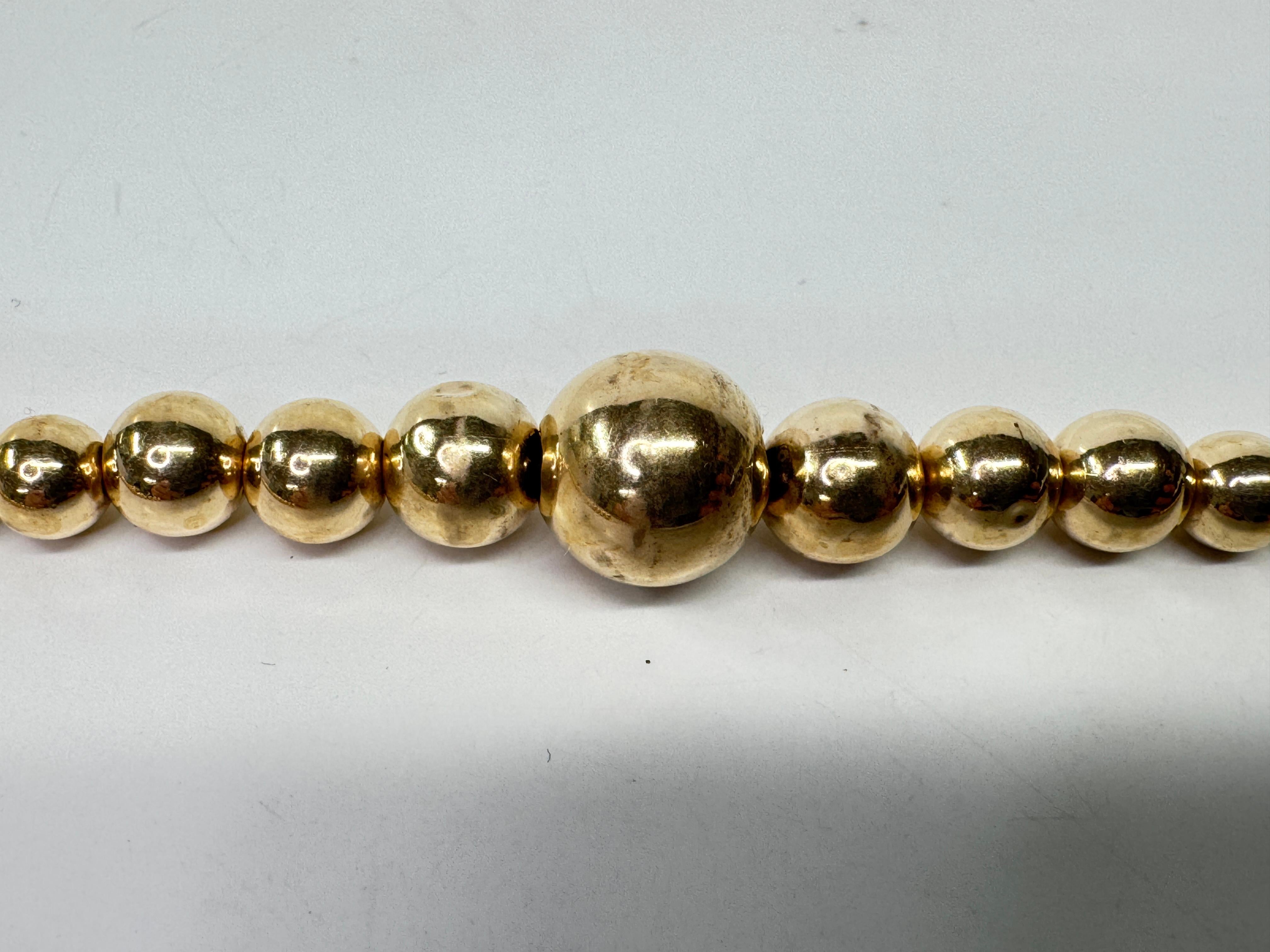 Women's or Men's Yellow Gold Hollow Beaded Necklace For Sale