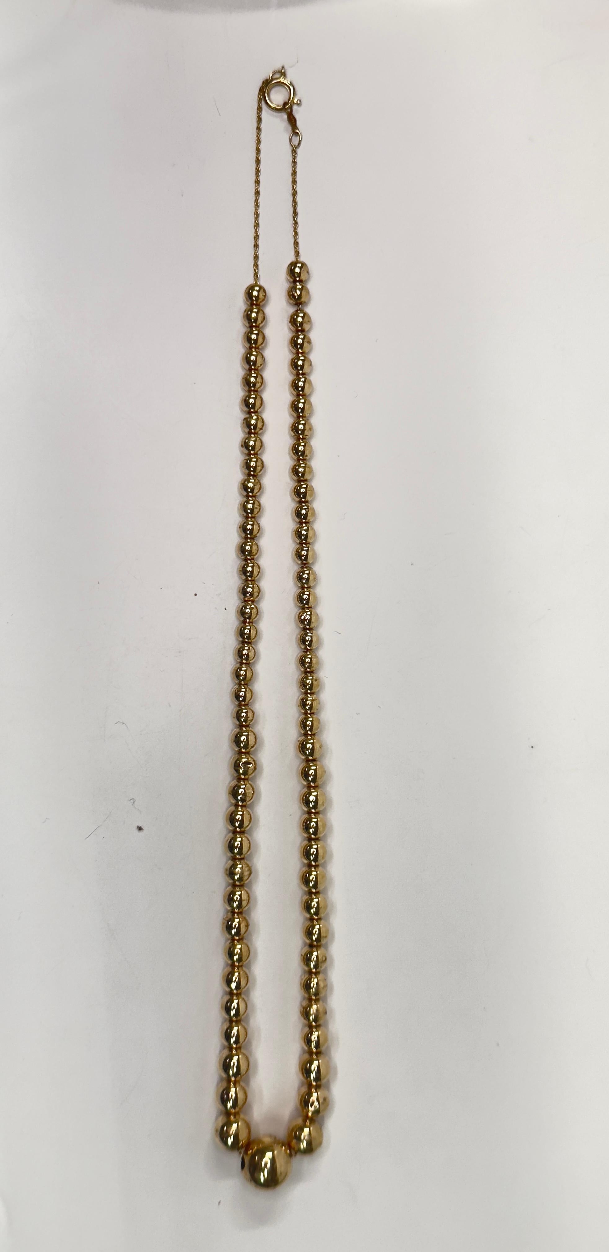 Yellow Gold Hollow Beaded Necklace For Sale 1