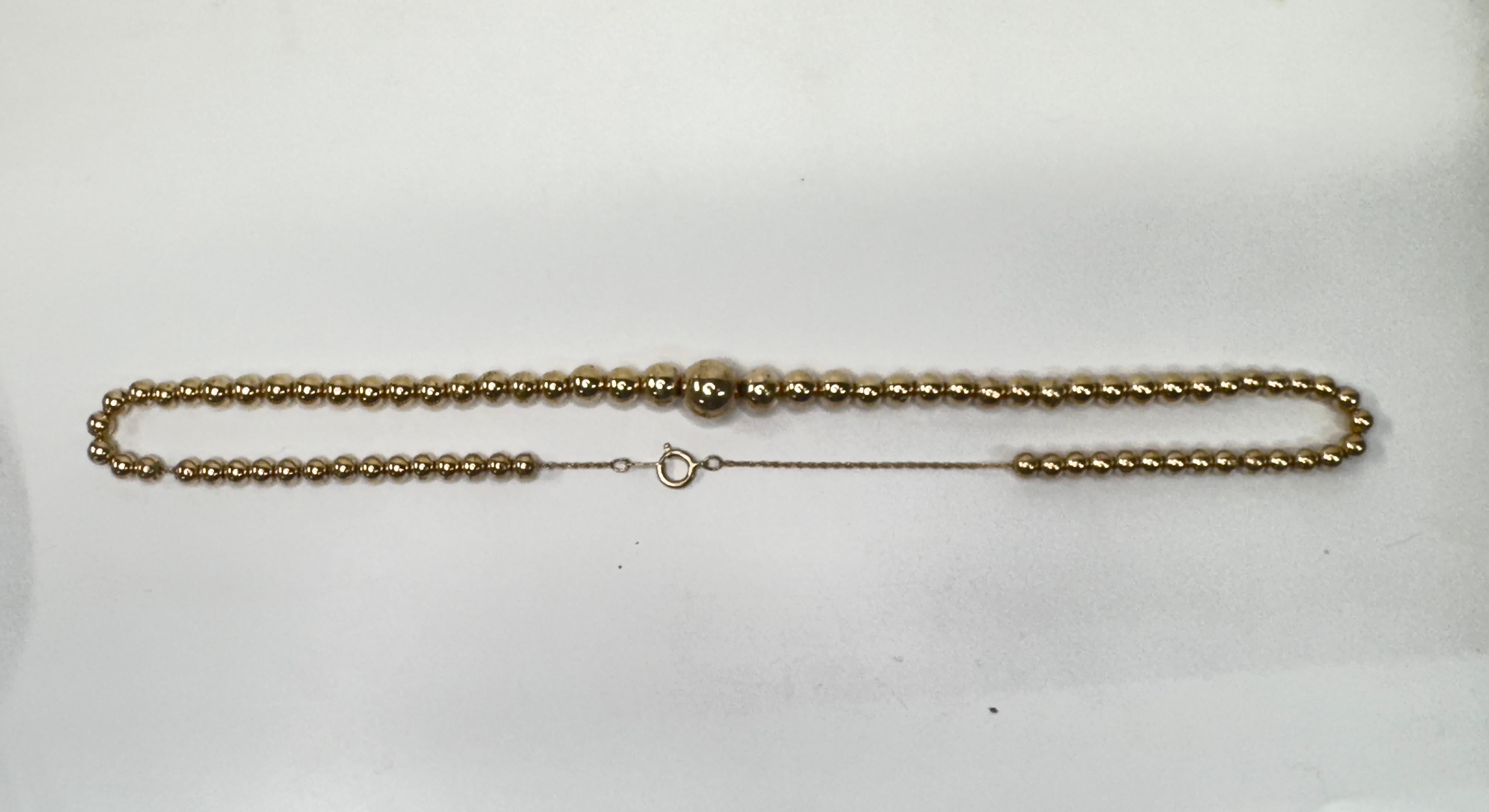 Yellow Gold Hollow Beaded Necklace For Sale 2
