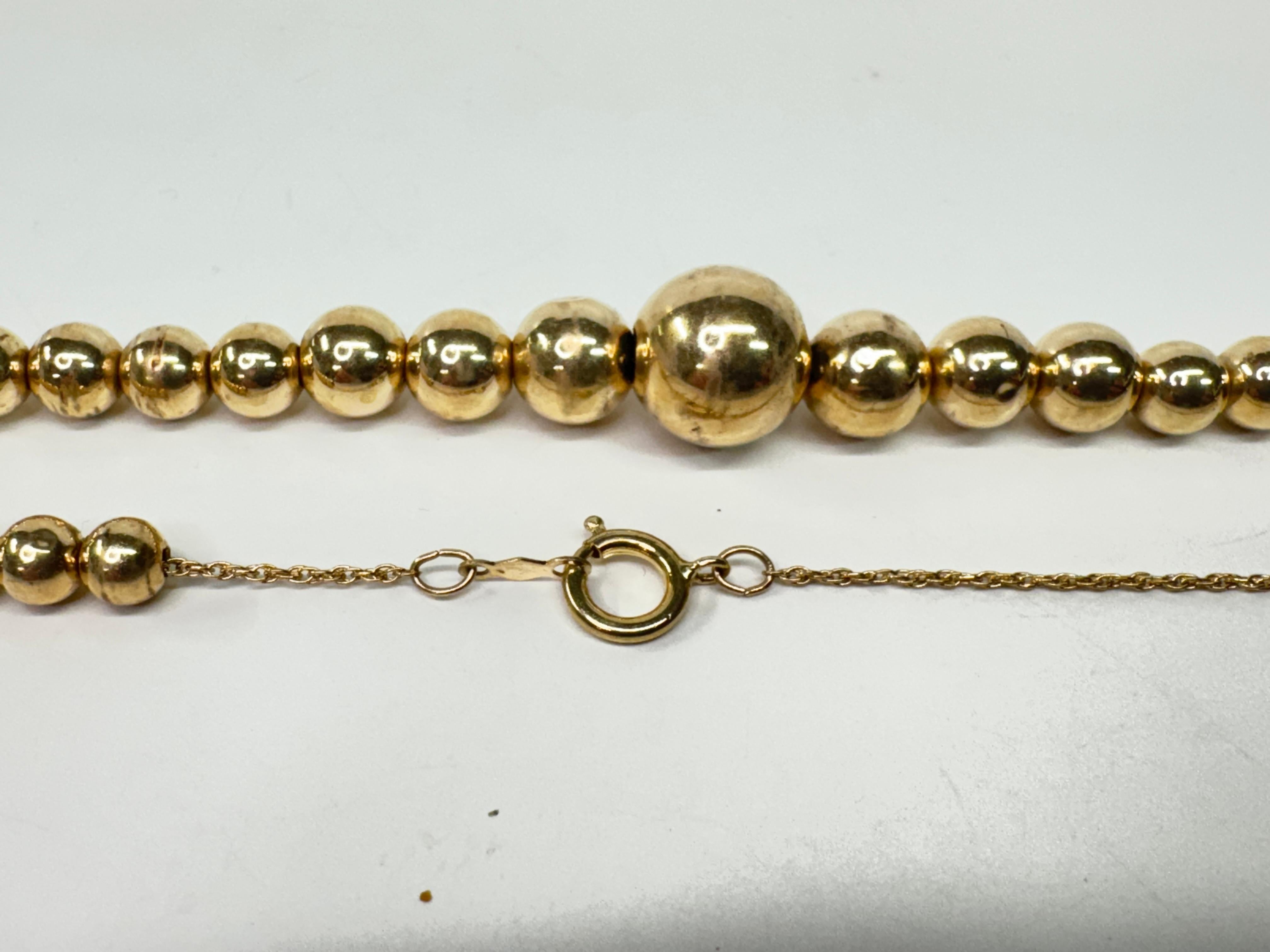 Yellow Gold Hollow Beaded Necklace For Sale 3