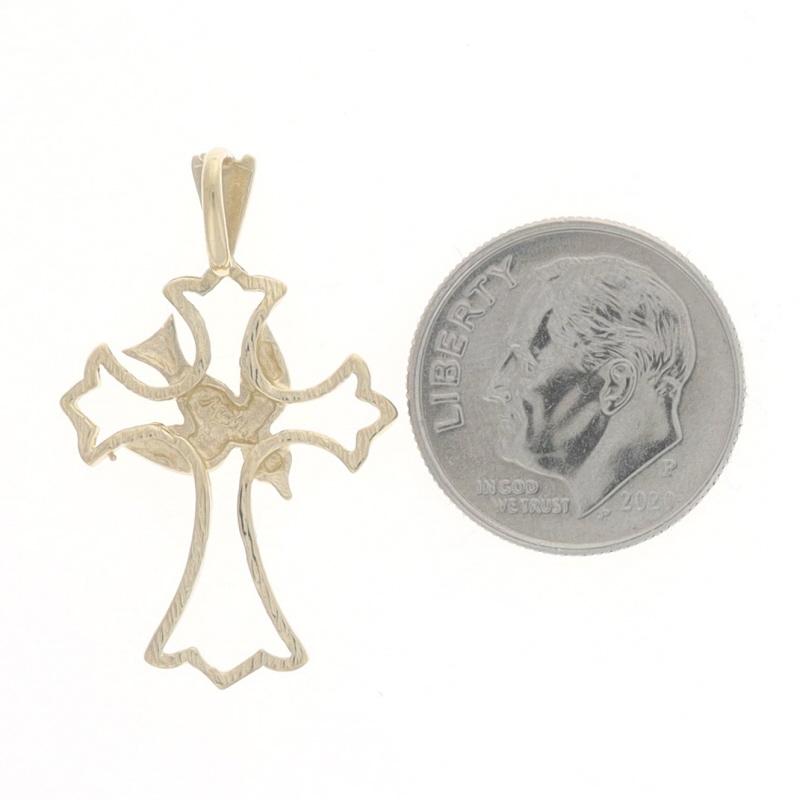Women's or Men's Yellow Gold Holy Spirit Budded Cross Pendant - 14k Peace & Faith For Sale