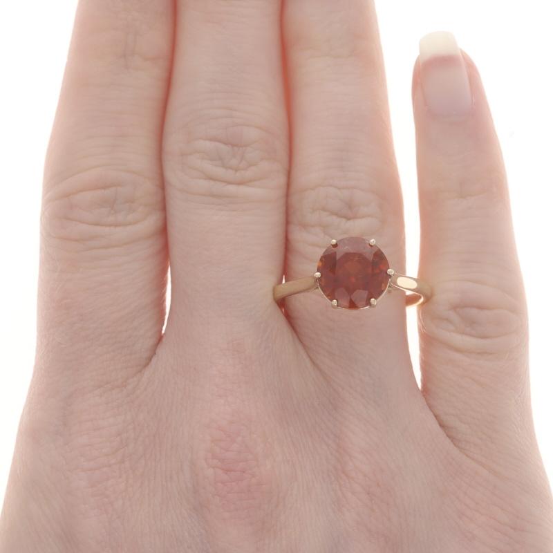 Gelbgold Honey Granat Cocktail Solitär Ring - 10k Runde 5,00ct (Rundschliff) im Angebot