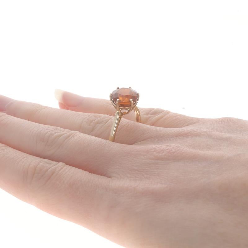 Gelbgold Honey Granat Cocktail Solitär Ring - 10k Runde 5,00ct Damen im Angebot