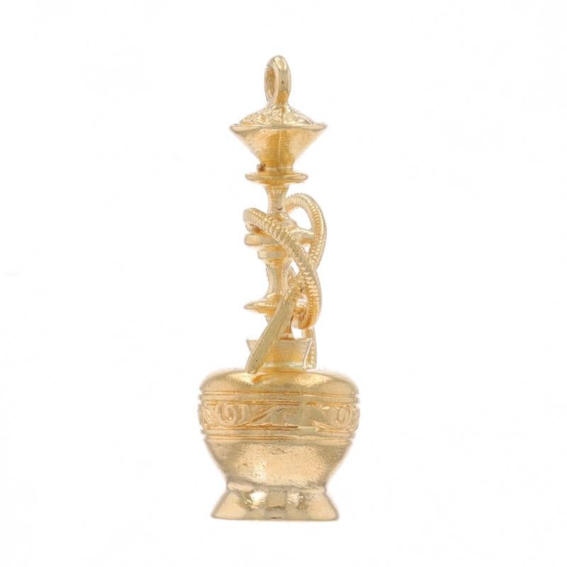 Metal Content: 14k Yellow Gold

Theme: Hookah, Tobacco

Measurements

Tall (from stationary bail): 31/32