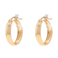 Yellow Gold Hoop Earrings - 10k Classic Pierced