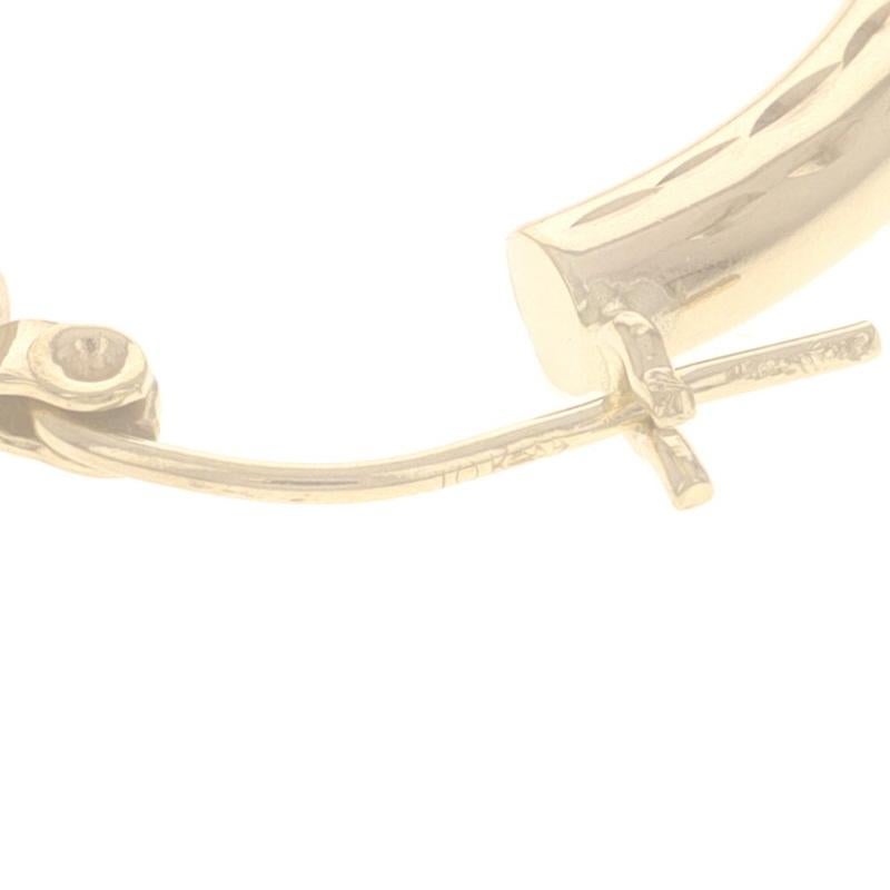 Yellow Gold Hoop Earrings - 10k Etched Round Pierced For Sale 1