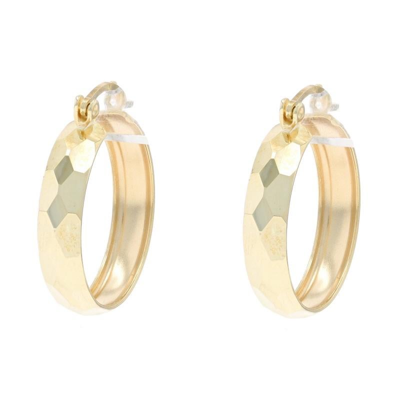 Yellow Gold Hoop Earrings - 10k Etched Round Pierced
