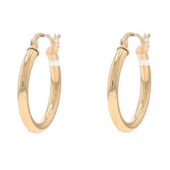 Yellow Gold Hoop Earrings - 10k Round Pierced