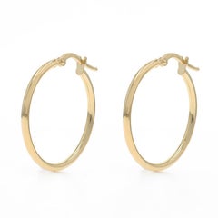 Yellow Gold Hoop Earrings - 14k Circle Hollow Pierced