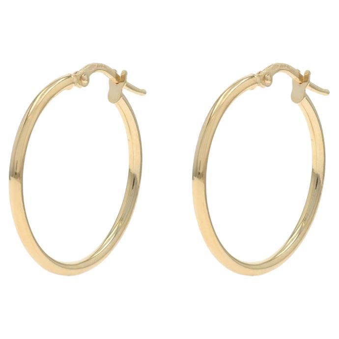 Yellow Gold Hoop Earrings - 14k Circle Hollow Pierced