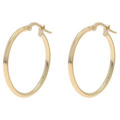 Yellow Gold Hoop Earrings - 14k Circle Hollow Pierced